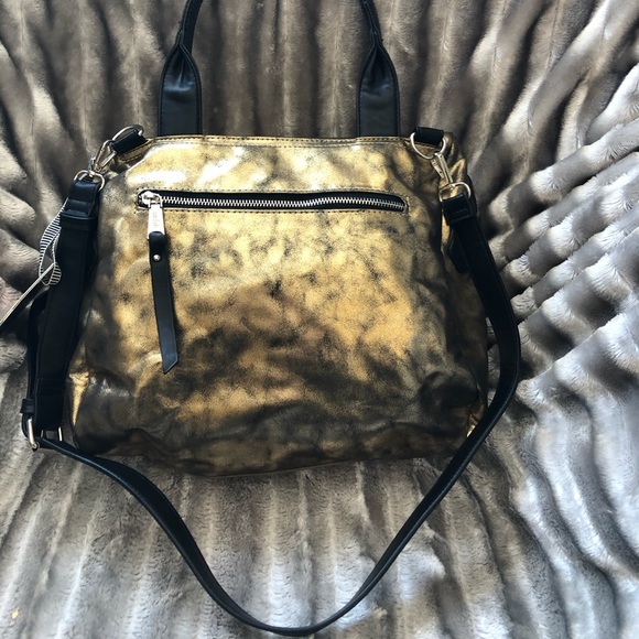 Colab NWT 👜 Gold and Black Distressed Look Purse - Picture 2 of 9